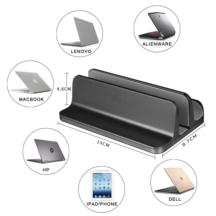 S09 Base de Soporte de Aluminio de Laptop Vertical - Negro