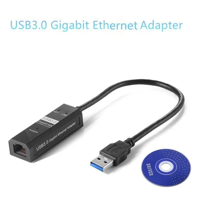 USB 3.0 to RJ45 Gigabit Ethernet Adapter Supporting 10/100/1000 Bit Ethernet