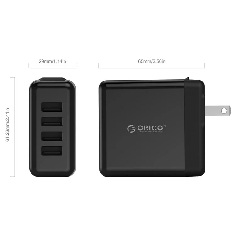 ORICO DSP-4U Global Portable USB Charger 4 Ports Travel Charger with Converter EU/US/UK/AU Plug - Black