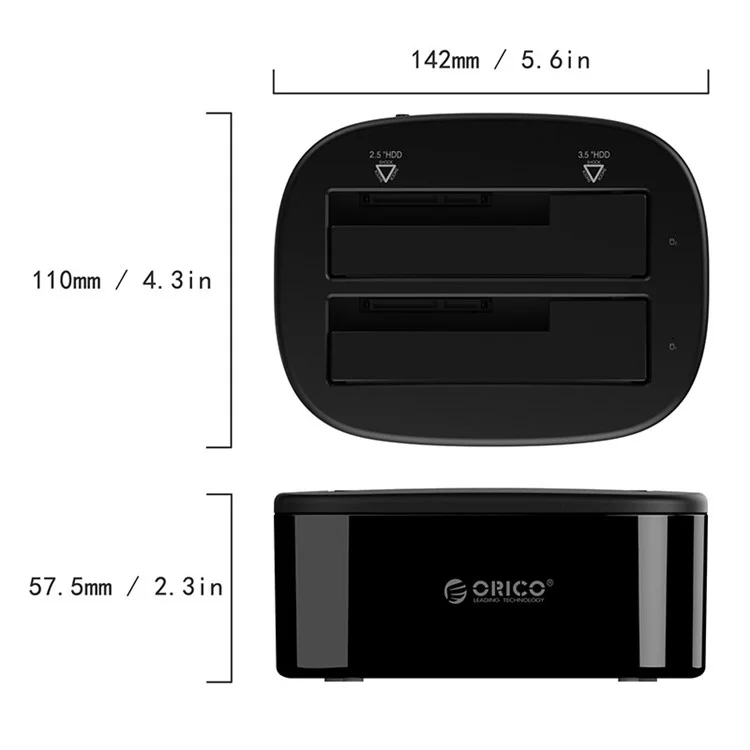 ORICO USB 3.0 SATA Dual-bay-festplatten-dock-station-gehäuse Für 2,5 "/3.5" SDD HDD Mit Offline-klonfunktion (6228us3-c) - EU -stecker