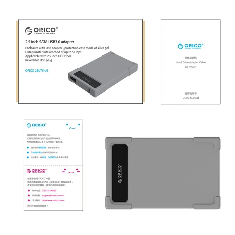 ORICO 2.5 inch USB 3.0 Hard Drive Adapter (28UTS-U3) - Grey