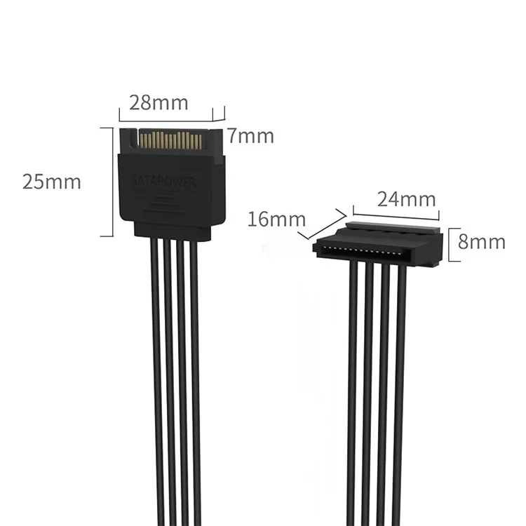 ORICO SATA Standard 15 Pin 4 in 1 Power Extension Cable Cord (DC15P-PX4)