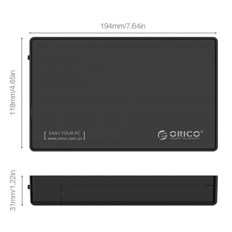 ORICO 3588c3 Cinete Del Disco Duro Externo USB 3.1 Tipo-c a SATA III - au Tapón