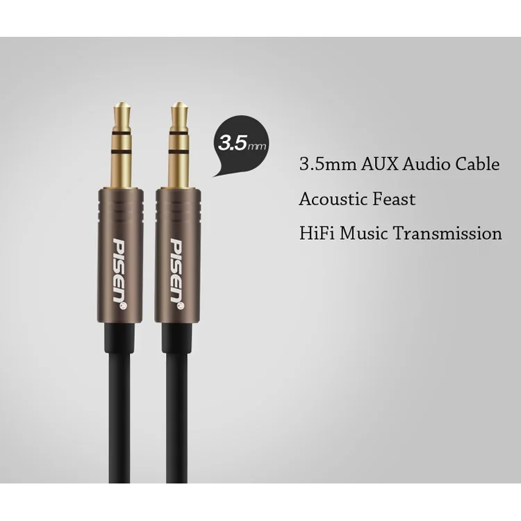 1.5M PISEN 3.5mm Male to Male Stereo Audio Cable - Black
