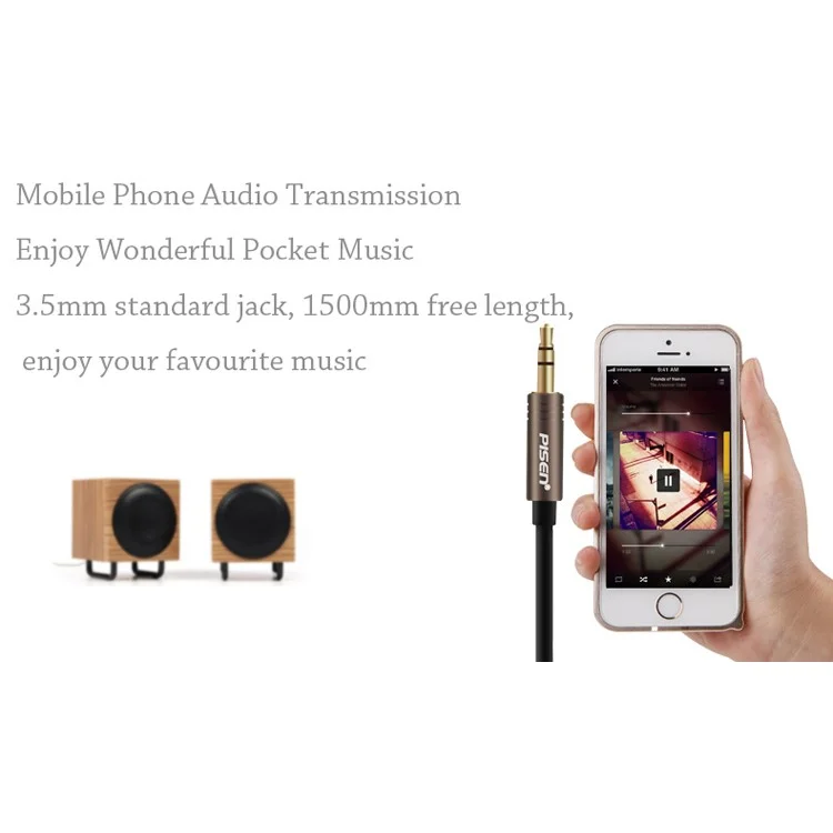 1.5M PISEN 3.5mm Male to Male Stereo Audio Cable - Black