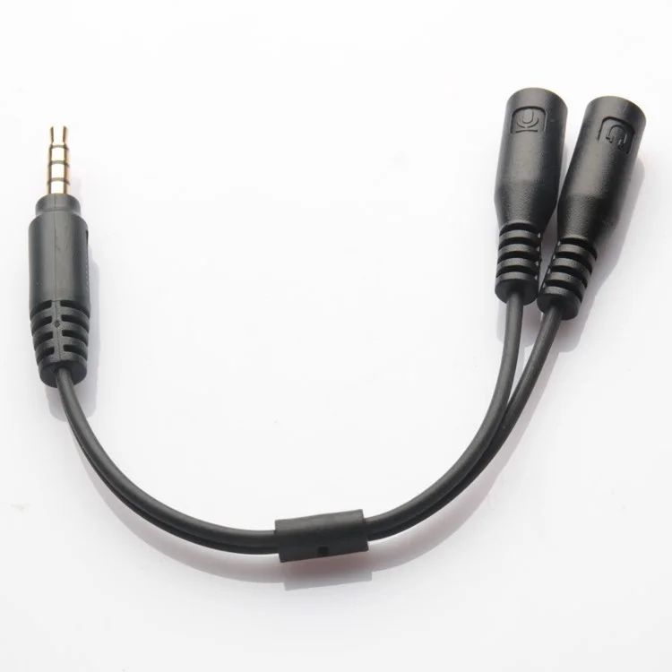 3,5-mm-Stereo-Audio-Stecker männlich auf 2 Kopfhörer / Mikrofon-Buchsen Kabel-Adapter