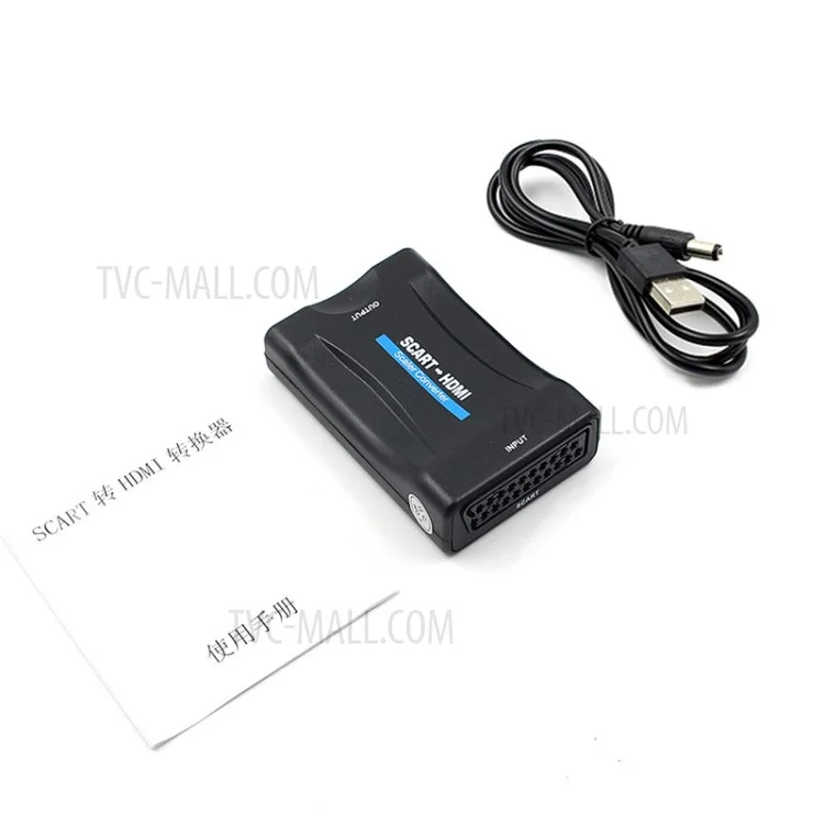 1080P SCART to HDMI Video Audio Scaler Converter Adapter for HD TV DVD with USB Cable