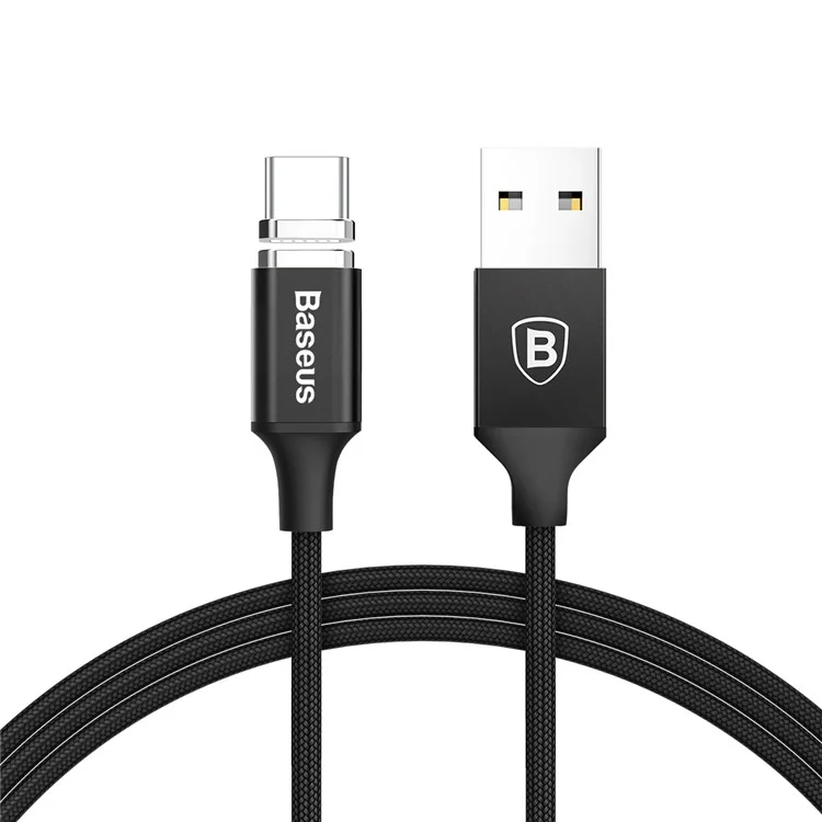 BASEUS 3A Magnetic USB Type C Fast Charge Data Sync Cable for Samsung Galaxy S8 / LG G6, etc. - Black