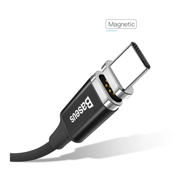 BASEUS 3A Magnetic USB Type C Fast Charge Data Sync Cable for Samsung Galaxy S8 / LG G6, etc. - Black