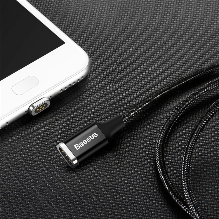 BASEUS 3A Magnetic USB Type C Fast Charge Data Sync Cable for Samsung Galaxy S8 / LG G6, etc. - Black