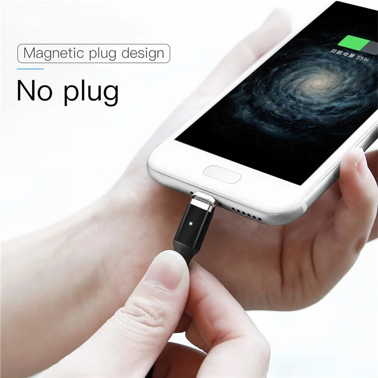 BASEUS 3A Magnetic USB Type C Fast Charge Data Sync Cable for Samsung Galaxy S8 / LG G6, etc. - Black