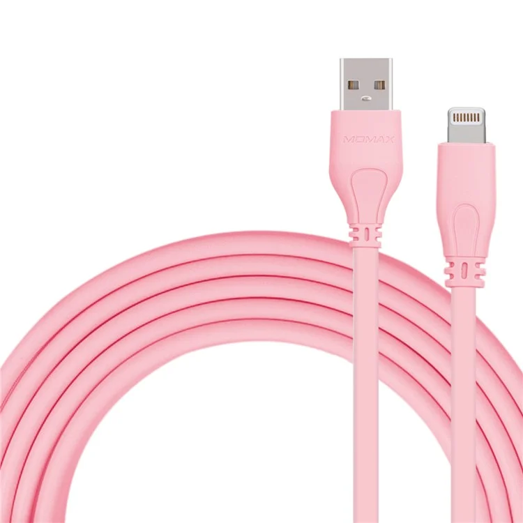 MOMAX MFI Certified Lightning 8-Pin Flat Noodle USB Data Charging Cable for iPhone/iPad/iPod 2M - Pink