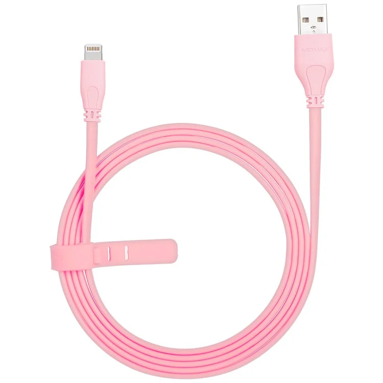 MOMAX MFI Certified Lightning 8-Pin Flat Noodle USB Data Charging Cable for iPhone/iPad/iPod 2M - Pink