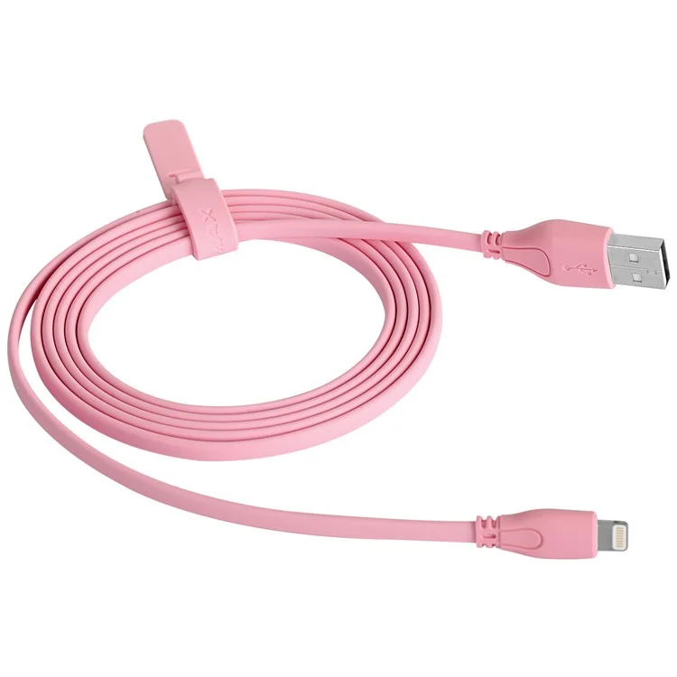 MOMAX MFI Certified Lightning 8-Pin Flat Noodle USB Data Charging Cable for iPhone/iPad/iPod 2M - Pink