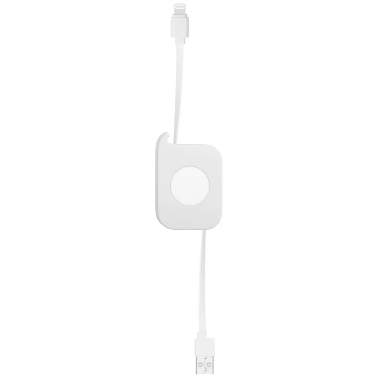 MOMAX 0.8M Easy Link Retractable MFI Lightning 8pin USB Cable for iPhone 7/7 Plus etc. - White