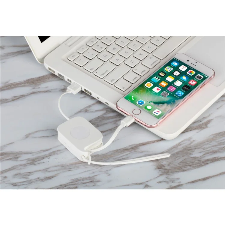 MOMAX 0.8M Easy Link Retractable MFI Lightning 8pin USB Cable for iPhone 7/7 Plus etc. - White