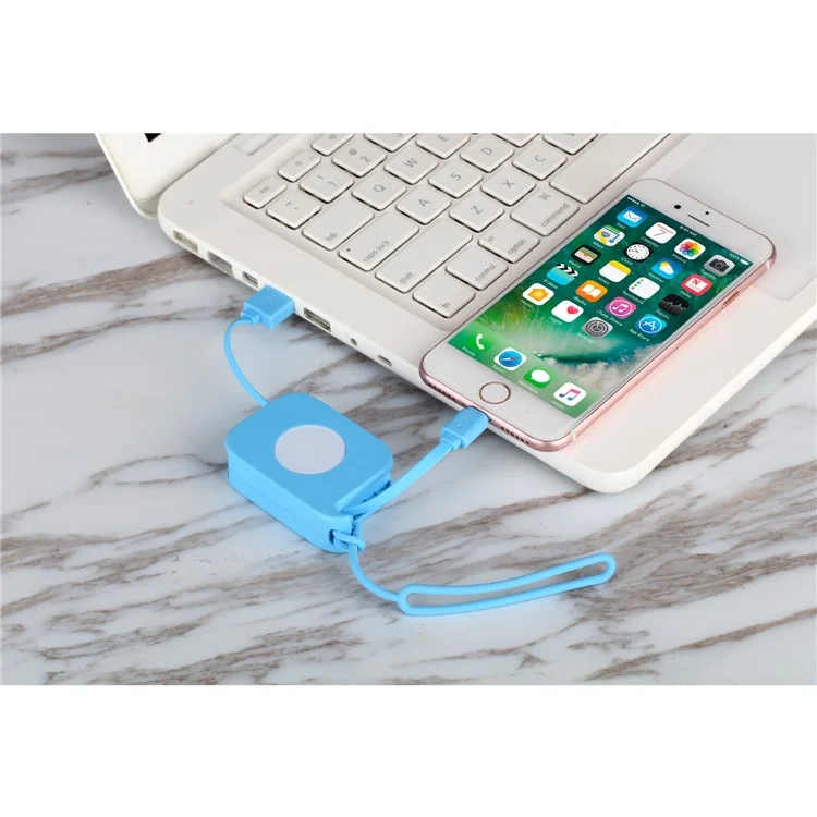MOMAX 0.8M Easy Link Retractable MFI Lightning 8pin USB Cable for iPhone 7/7 Plus etc. - White
