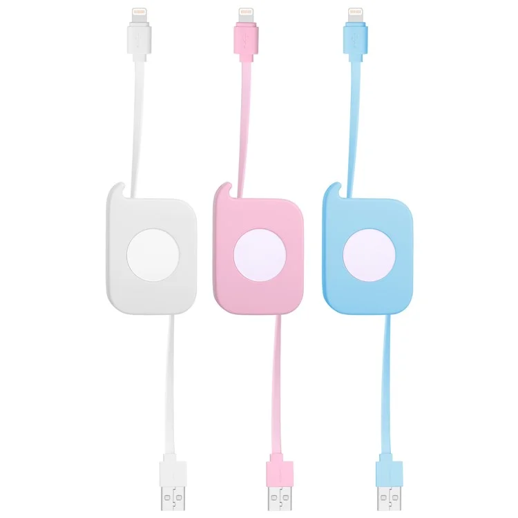MOMAX 0.8M Easy Link Retractable MFI Lightning 8pin USB Cable for iPhone 7/7 Plus etc. - White