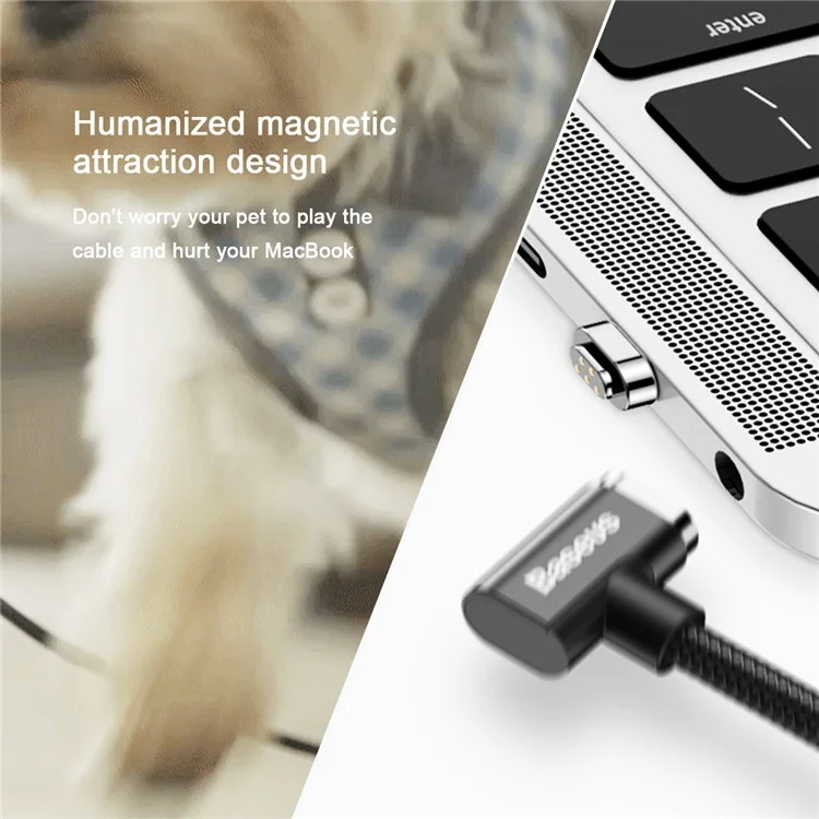 BASEUS 1.5M Type-C Magnet Charging Cable (Side Insert) - Black