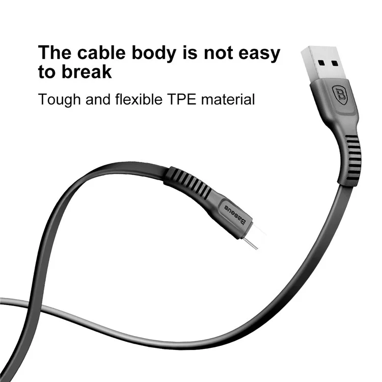 BASEUS Tough Series 2A USB Cable Type-C Data Sync Charge for Galaxy A7 (2017), etc. (1m) - Black