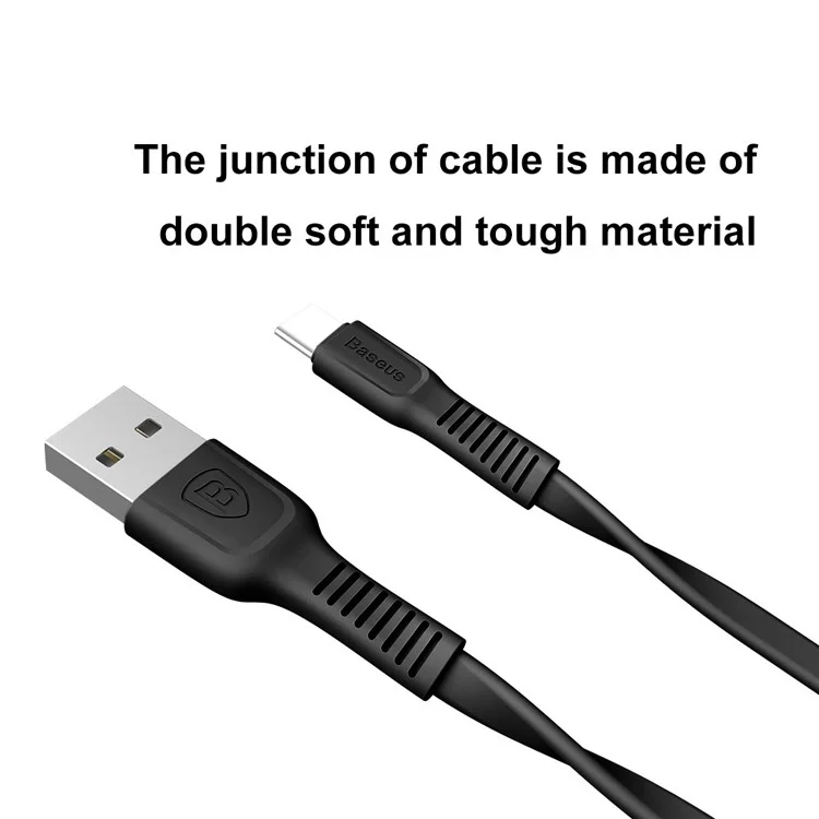 BASEUS Tough Series 2A USB Cable Type-C Data Sync Charge for Galaxy A7 (2017), etc. (1m) - Black