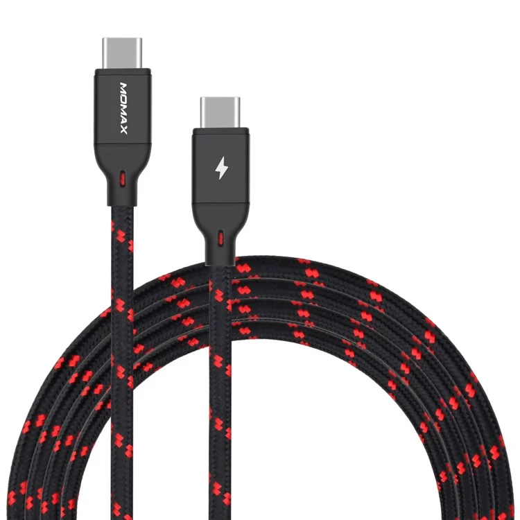 MOMAX Woven Pattern Type-C USB-C to USB-C Data Sync Charging Cable for Samsung HTC LG Huawei - Black