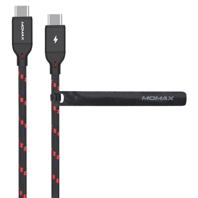 MOMAX Woven Pattern Type-C USB-C to USB-C Data Sync Charging Cable for Samsung HTC LG Huawei - Black