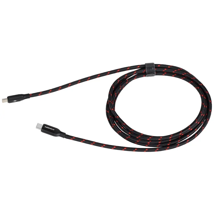 MOMAX Woven Pattern Type-C USB-C to USB-C Data Sync Charging Cable for Samsung HTC LG Huawei - Black