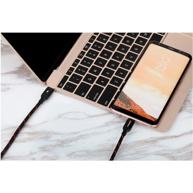 MOMAX Woven Pattern Type-C USB-C to USB-C Data Sync Charging Cable for Samsung HTC LG Huawei - Black