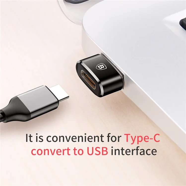 BASEUS Mini USB Male to Type-c Female Adapter Converter - Black