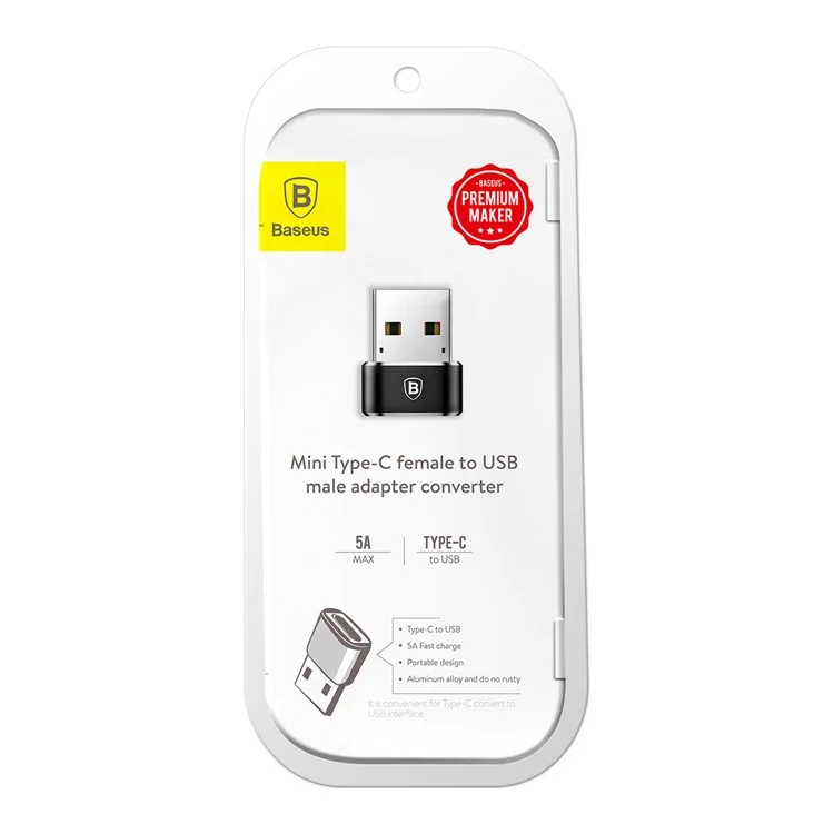 BASEUS Mini USB Male to Type-c Female Adapter Converter - Black