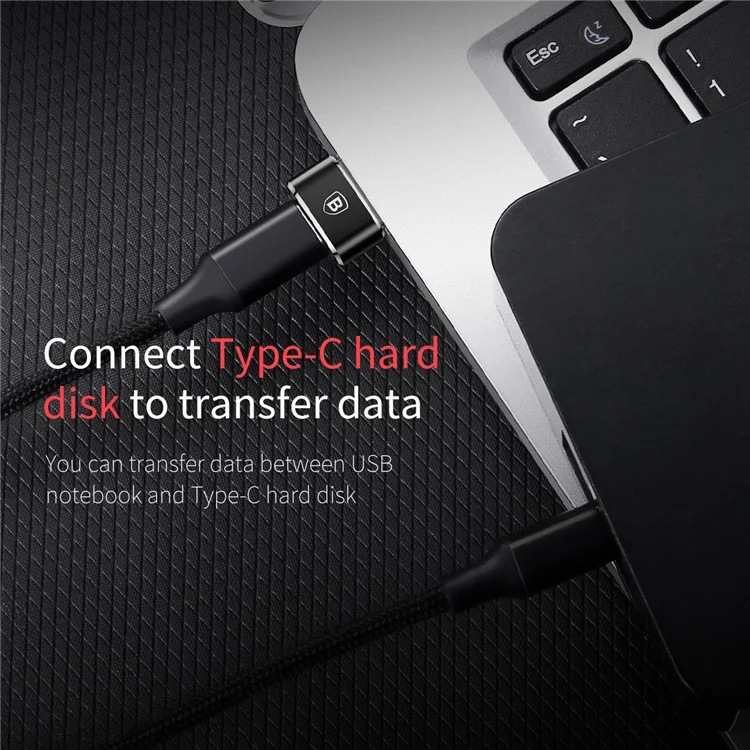 BASEUS Mini USB Male to Type-c Female Adapter Converter - Black