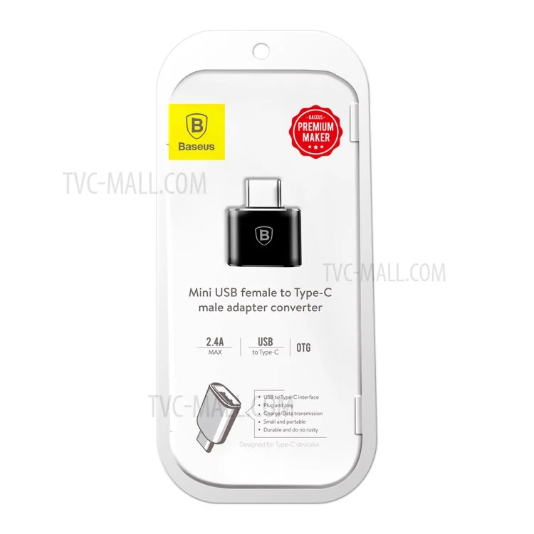 BASEUS Mini USB Female to Type-c Male Adapter Converter - Black