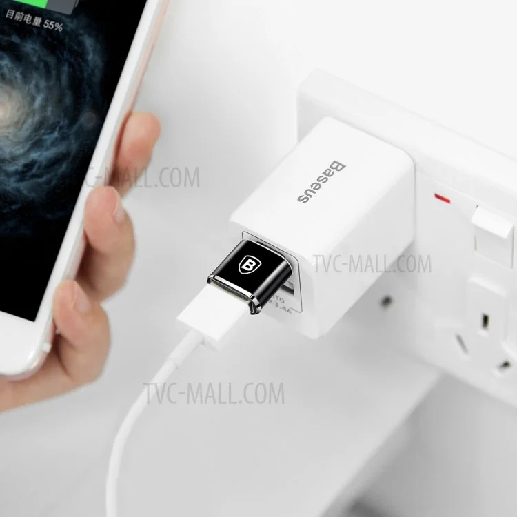 BASEUS Mini USB Female to Type-c Male Adapter Converter - Black