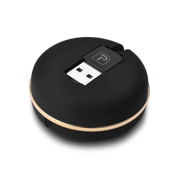 1M Macaron Retractable USB Cable 2-in-1 Type-c + Micro USB Data Sync & Charge Adapter Cable - Black