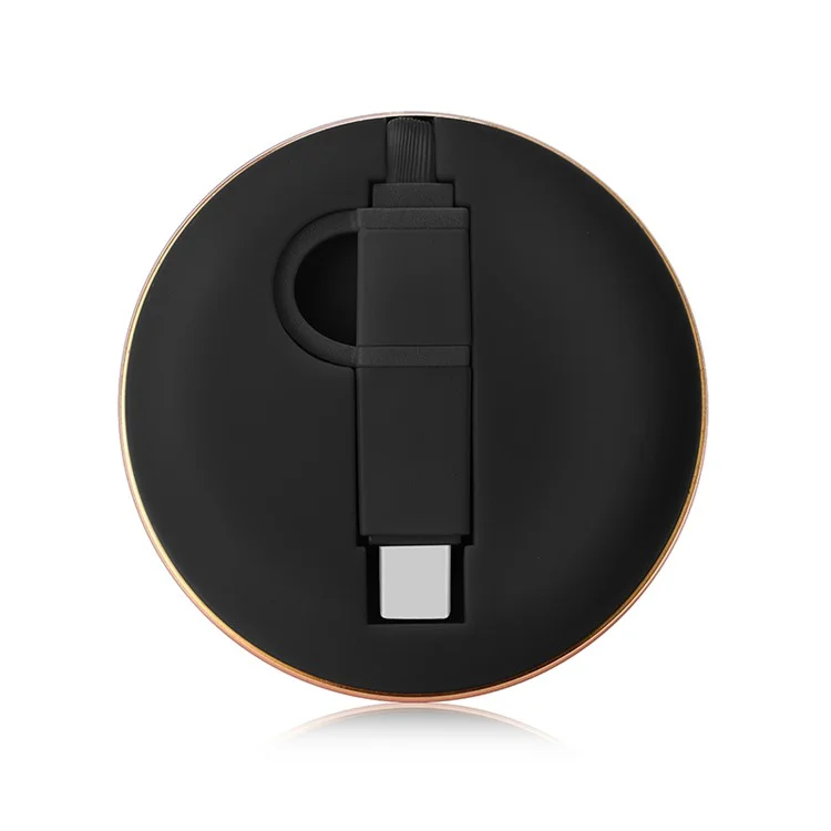 1M Macaron Retractable USB Cable 2-in-1 Type-c + Micro USB Data Sync & Charge Adapter Cable - Black