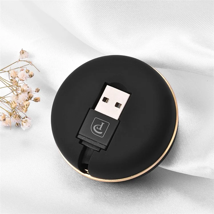 1M Macaron Retractable USB Cable 2-in-1 Type-c + Micro USB Data Sync & Charge Adapter Cable - Black