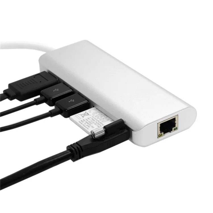 UC-034 Type-C to Gigabit Ethernet LAN Port + 2 USB 3.0 Ports + HDMI Port + SD Card Port Converter Adapter for PC Laptop & Macbook
