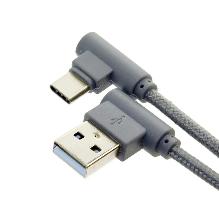 USB-C 3.1 Type-C to Left Angled 90-Degree USB 2.0 Data Cable with Sleeve for Tablet & Mobile Phone