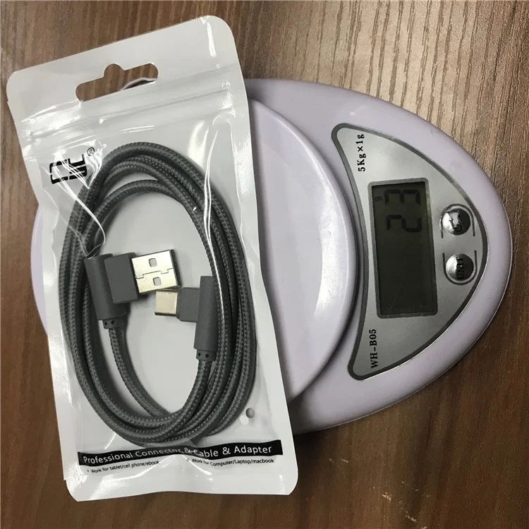 USB-C 3.1 Type-C to Left Angled 90-Degree USB 2.0 Data Cable with Sleeve for Tablet & Mobile Phone