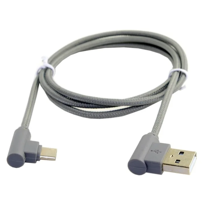 USB-C 3.1 Type-C to Left Angled 90-Degree USB 2.0 Data Cable with Sleeve for Tablet & Mobile Phone