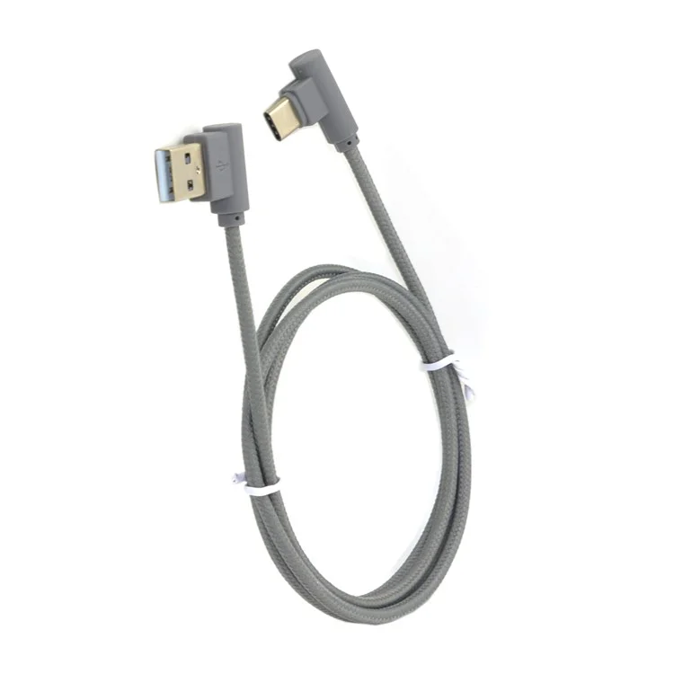 USB-C 3.1 Type-C to Left Angled 90-Degree USB 2.0 Data Cable with Sleeve for Tablet & Mobile Phone