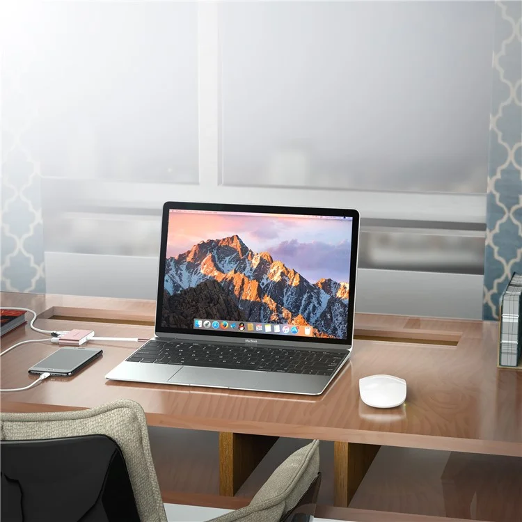 LENTION C13S Type C to 3 USB 3.0 Ports + Type C Power Delivery Converter - Rose Gold Color