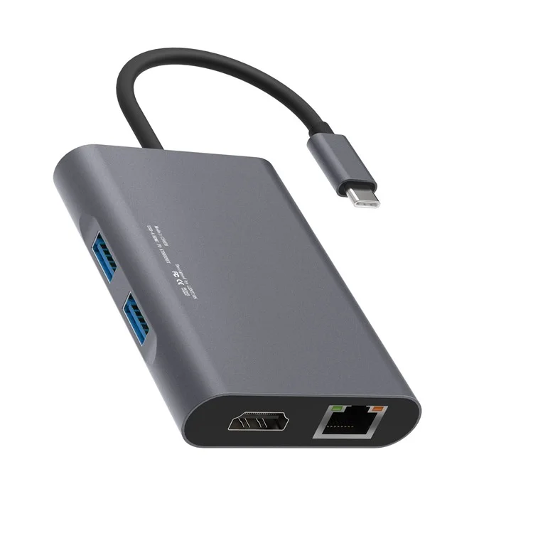 LENTION C56EH USB-C Digital AV Multi-port Adapter with 4K HDM/USB 3.0/Gigabit Ethernet and Power Delivery - Grey