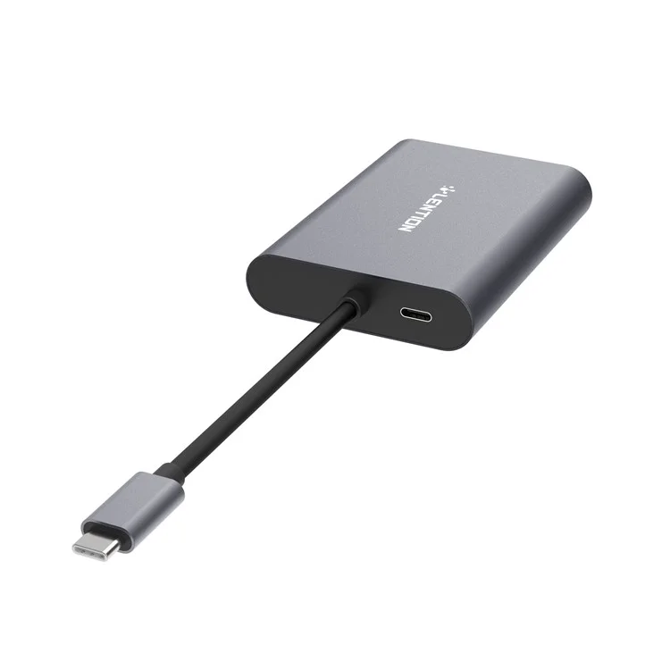 LENTION C56EH USB-C Digital AV Multi-port Adapter with 4K HDM/USB 3.0/Gigabit Ethernet and Power Delivery - Grey
