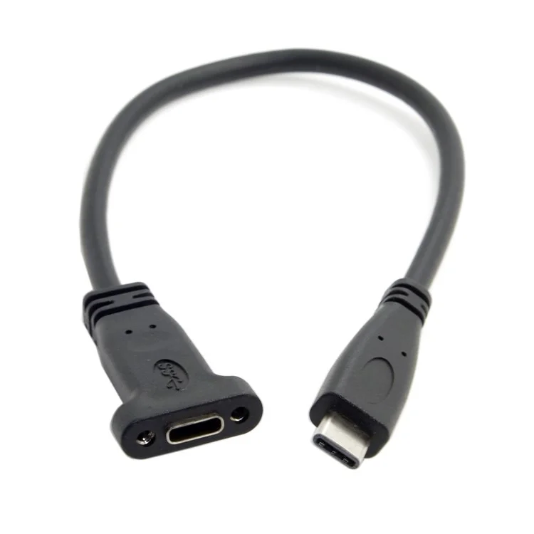 Câble d'extension de données USB-C USB 3.1 Type C mâle vers femelle avec trou de vis de montage sur panneau