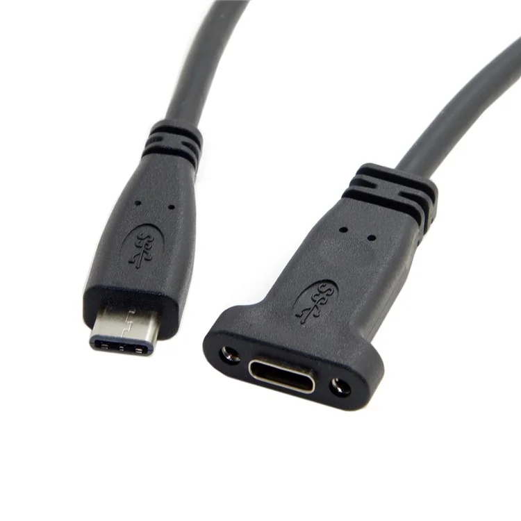 Câble d'extension de données USB-C USB 3.1 Type C mâle vers femelle avec trou de vis de montage sur panneau