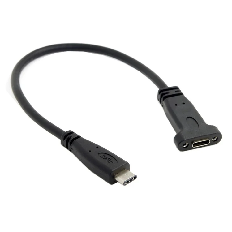 Câble d'extension de données USB-C USB 3.1 Type C mâle vers femelle avec trou de vis de montage sur panneau