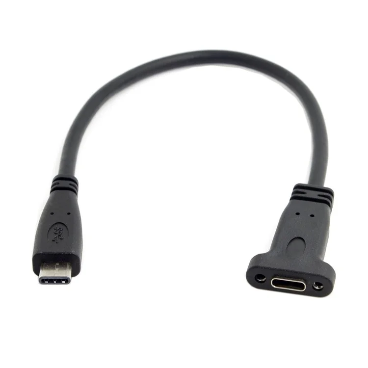 USB-C USB 3.1 Type C Male to Female Extension Data Cable with Panel Mount Screw Hole