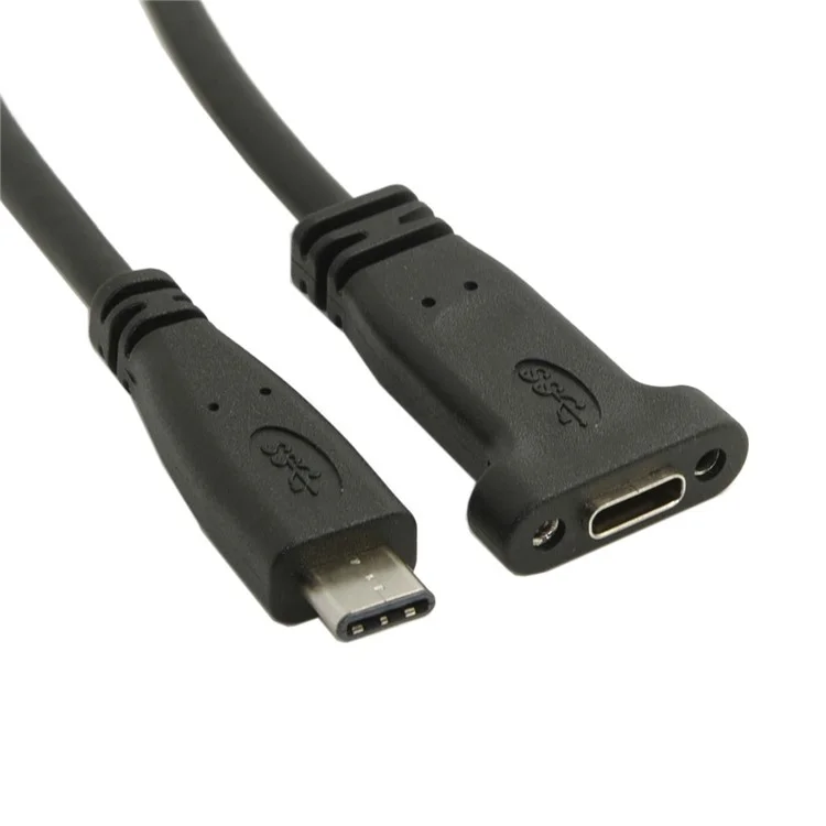 Câble d'extension de données USB-C USB 3.1 Type C mâle vers femelle avec trou de vis de montage sur panneau